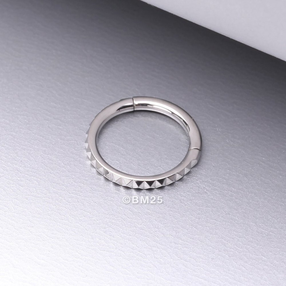Implant Grade Titanium Pyramid Studded Geometric Seamless Clicker Ring - 10mm